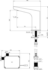HIACYNT Baterie pentru chiuvetă, fără contact direct, fără sistem de reglare a temperaturii - 4xAA Finisaj: Crom BQH_028R