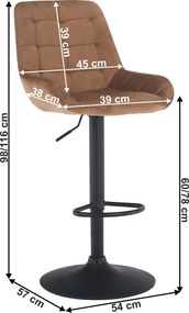 Scaun de bar, material textil Velvet maro, CHIRO NEW