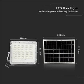 Proiector LED solar de exterior LED/20W/3,2V 6400K alb + telecomandă