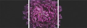 Tablou cu floare violetă (cu ceas) (90x30 cm)