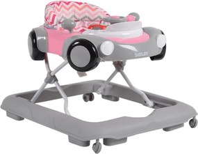 Premergator Reglabil in 3 Trepte NOVOKIDS™ Shelby Mini Car , Roti silentioase, Pliabil, 8 Roti, Cu Melodii si volan, Model Masinuta, Roz