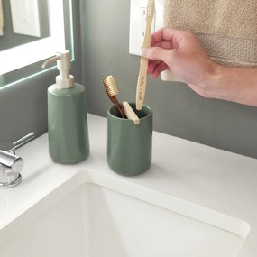 Dispenser de săpun din ceramică iDesign Eco Vanity, verde