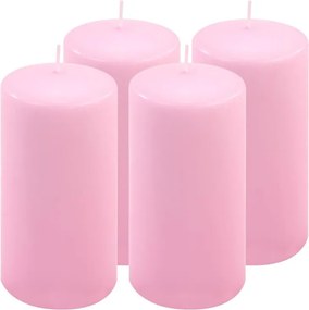 Set de lumânări stâlp, 15 cm, Ø 7,5 cm, roz, 4 buc.