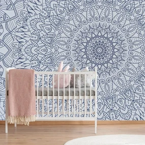 Tapet autoadeziv Mandala decorativă detaliată în culoarea albastră