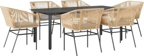 vidaXL Set de sufragerie de grădină de 7 piese sticlă poliratan maro