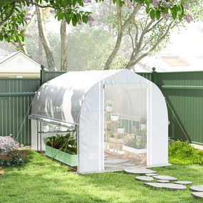 Outsunny Serra Polytunnel 3 x 2 x 2 m cu pereți laterali rabatabili, înveliș din plastic rezistent la UV și cadru din oțel, Alb | Aosom Romania