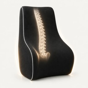 Perna lombara memory foam ORTO SPINAL, husa catifea, Negru