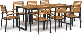 vidaXL Set mobilier de grădină, 9 piese, lemn masiv de acacia și metal