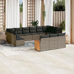 3260541 vidaXL Set mobilier de grădină cu perne, 13 piese, gri, poliratan