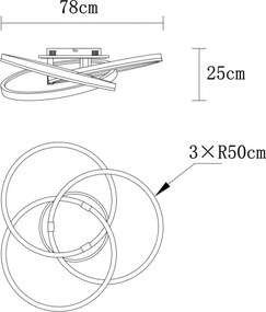 Globo 67337-75 - Plafonieră LED dimabilă TRIS 75W/230V 2700-6000K Ø 78 cm + telecomandă
