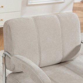 HOMCOM Fotoliu de Living cu Șezut Gros, Spațios, Cusături Duble, Fotoliu pentru Dormitor în Chenille Moale, Ușor de Asamblat, Cadru din Oțel, pentru Living, Birou, Bej | Aosom Romania