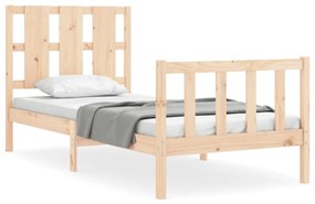3192191 vidaXL Cadru de pat cu tăblie single mic, lemn masiv