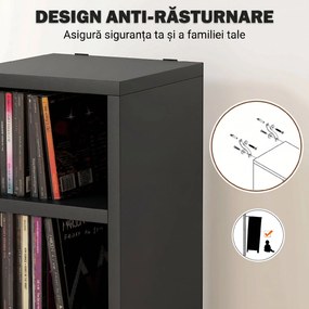 HOMCOM Dulap Suport Cd Da Perete Con 12 Polițe In Lemn 21x20x175cm Negru | Aosom Romania