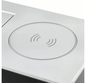 Priza incorporabila dreptunghiulara, 1 priza schuko, 2 USB A, cablu 1.5 m, aluminiu, incarcare wireless, GTV