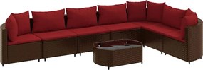 vidaXL Set canapele de grădină cu perne, 8 piese, maro, poliratan