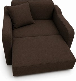 Fotoliu SAMY extensibil, cu lada de depozitare, stofa maro , cadru metalic, 103x100x92 Stofa, Maro