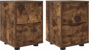 vidaXL Mese de noptieră 2 pcs Stejar fumuriu 30,5 x 30 x 43 cm