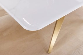 Masa design modern, Metal, Auriu, Ceramica, Alb, ART LIVING 200cm, A-46202 VC