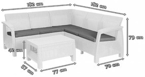 Set de mobilier de grădină Corfu Relax, maro, cu perne taupe calde