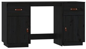 3107848 vidaXL Birou cu dulapuri, negru, 135x50x75 cm, lemn masiv de pin