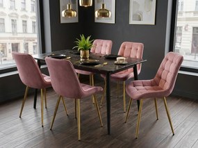 OFERTA Scaun de catifea roz inchis BERA cu picioare aurii II. calitate