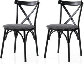 Set 2 scaune EKOL 288 V2, gri/negru, stofa clasica/metal, 42x40x81 cm