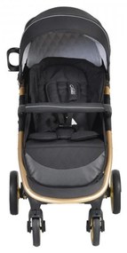 Carucior nou nascuti 3 in 1 NOVOKIDS™ Noble Deluxe, Cadru Aluminiu Gold , Amortizoare, Roti din cauciuc plin AVE, Landou, Scoica auto, Spatar