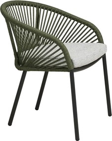 Scaun de grădină verde din metal/capitonat Novella – House Nordic