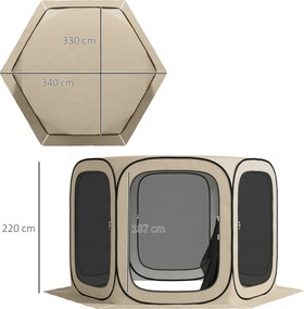 Outsunny cort pop-up pentru camping, portabil, protecție UPF50+, laterale cu plasă, sârmă de oțel, Khaki | Aosom Romania