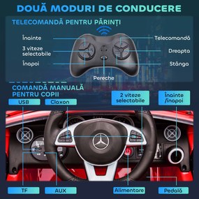 AIYAPLAY Mașină Electrică pentru Copii 3-6 Ani cu 2 Motoare, Telecomandă și Design Atrăgător, Dimensiuni 107x62,5x44 cm, Roșu | Aosom România