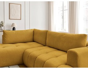 Colțar galben muștar extensibil/cu spațiu de depozitare (cu colț pe partea stângă/în formă de ”L”) Fuji – Bobochic Paris