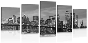 Tablou 5-piese pod fermecător din Brooklyn în design alb-negru