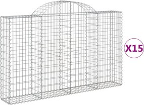 vidaXL Coșuri gabion arcuite 15 buc, 200x30x120/140cm, fier galvanizat