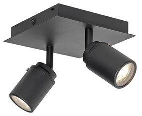 Spot modern pentru baie negru pătrat cu 2 lumini IP44 - Ducha