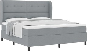 vidaXL Pat cu arcuri cu saltea Gri deschis 180 x 200 cm țesătură