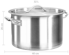 Oala de supa, 40 x 26 cm, otel inoxidabil, 32 L 40 x 26 cm (32 l)