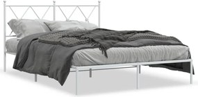 vidaXL Cadru de pat metalic cu tăblie, alb, 140x190 cm