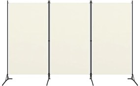 Paravan de camera cu 3 panouri, alb, 260 x 180 cm, textil