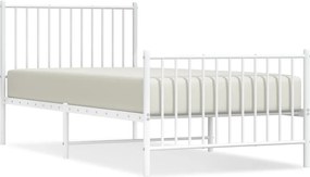 vidaXL Cadru de pat metalic cu tăblie de cap/picioare, alb, 90x200 cm