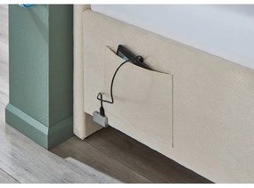 Pat pentru copii bej tapițat cu spațiu de depozitare cu somieră 90x200 cm Cool – Meise Möbel