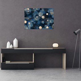 Tablou pe sticlă - Inele Albastru-Aurii (70x50 cm)