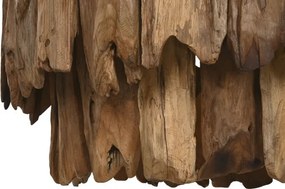 Lustră suspendată natural, 65x65x50 , din lemn de tec si metal "Bosque"