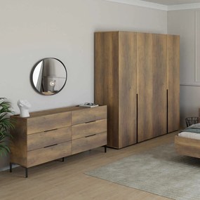 Dulap Haine Adore Oryana cu 4 usi cu rafturi si umerasi, 180 x 210 x 62 cm