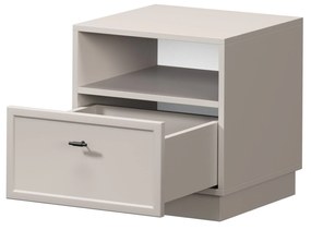 Noptieră Lorini 45 cm cu sertar - cașmir / mâner negru T-bar