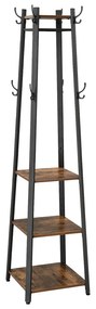 Umeraș pe picioare, Suport stil rustic cu 3 rafturi 45 x 45 x 181 cm