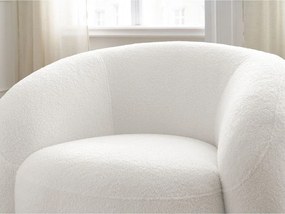 Fotoliu alb pivotant cu tapițerie din țesătură bouclé Elina – Bobochic Paris