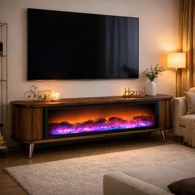 Comoda tv cu semineu Royal, cu led, 160 cm.nuc