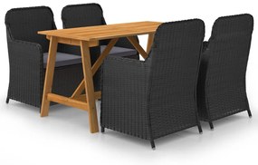 vidaXL Set mobilier de grădină, 5 piese, negru