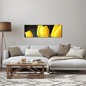 Tablou cu lalele (cu ceas) (90x30 cm)