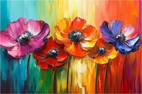 Tablou - Cinci flori colorate (90x60 cm)
